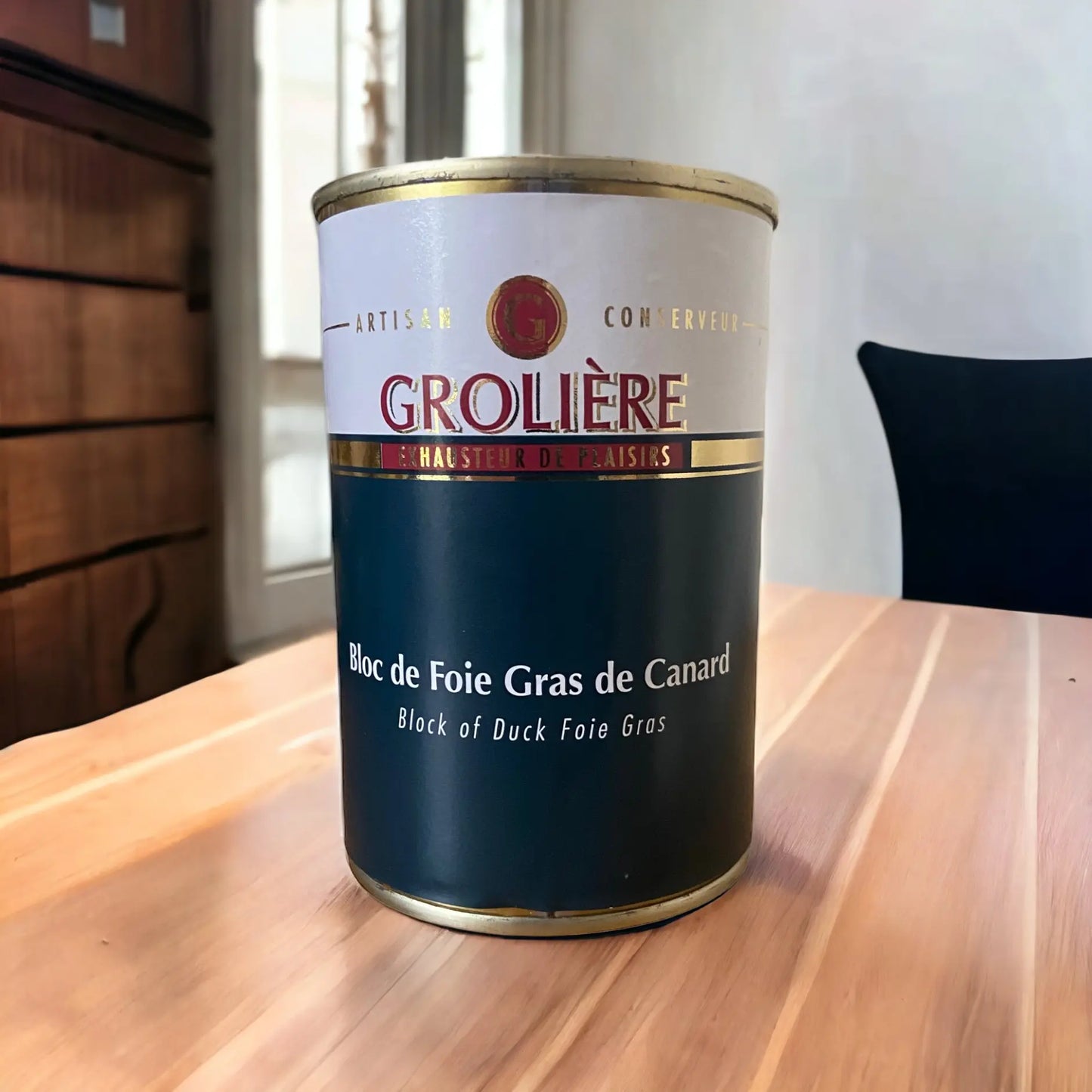 Bloc de foie gras de canard de la maison groliere vendu par JM Monterroir
