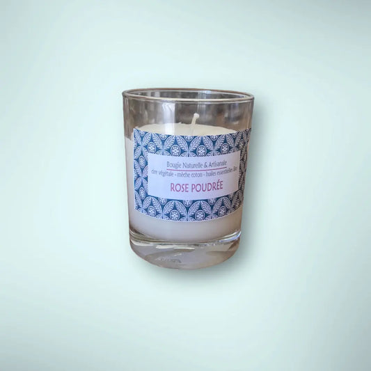 Bougie rose poudree de Soleil de Mai vendue par JM Monterroir