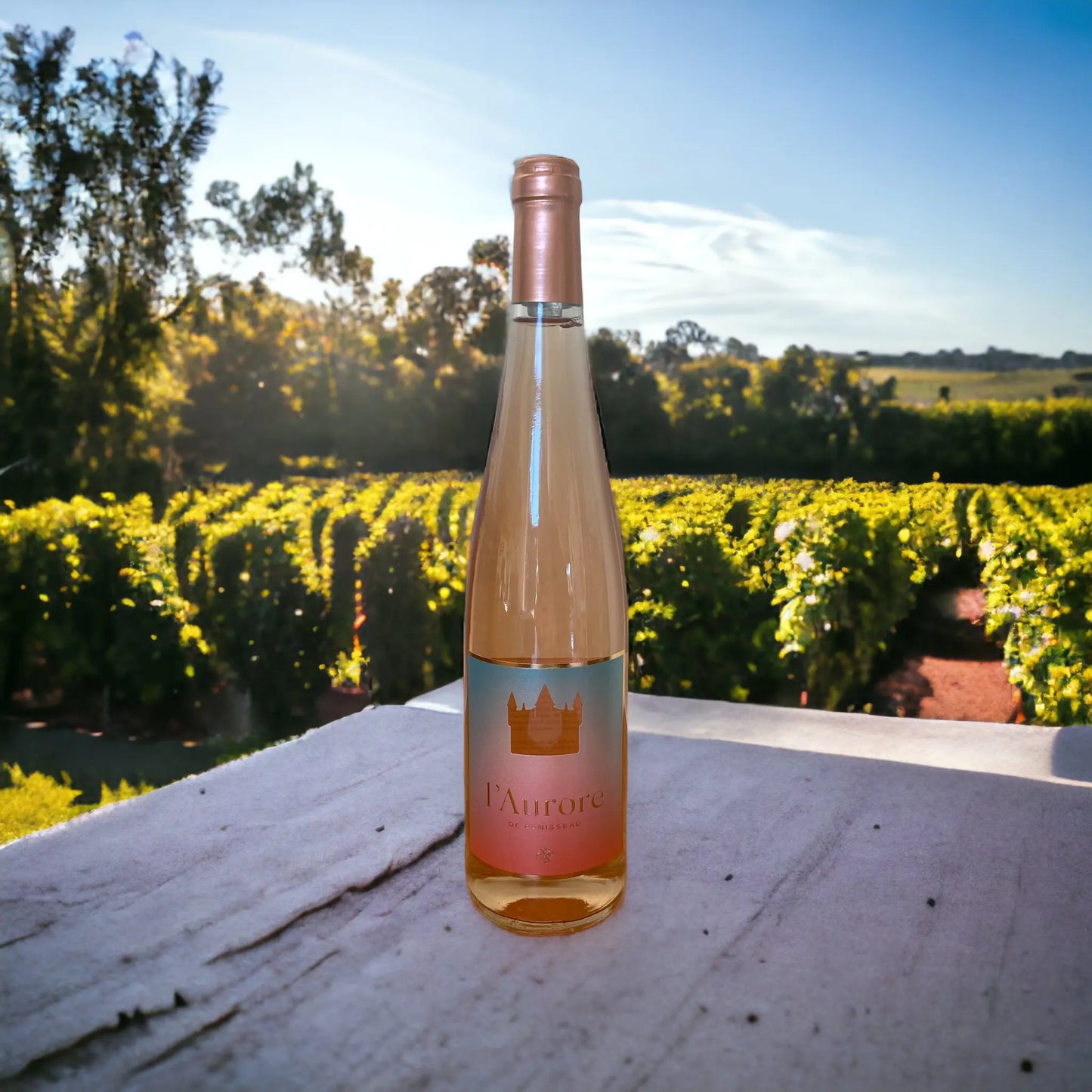 Bouteille du vin rosé l'Aurore du Château Panisseau vendu par JM Monterroir