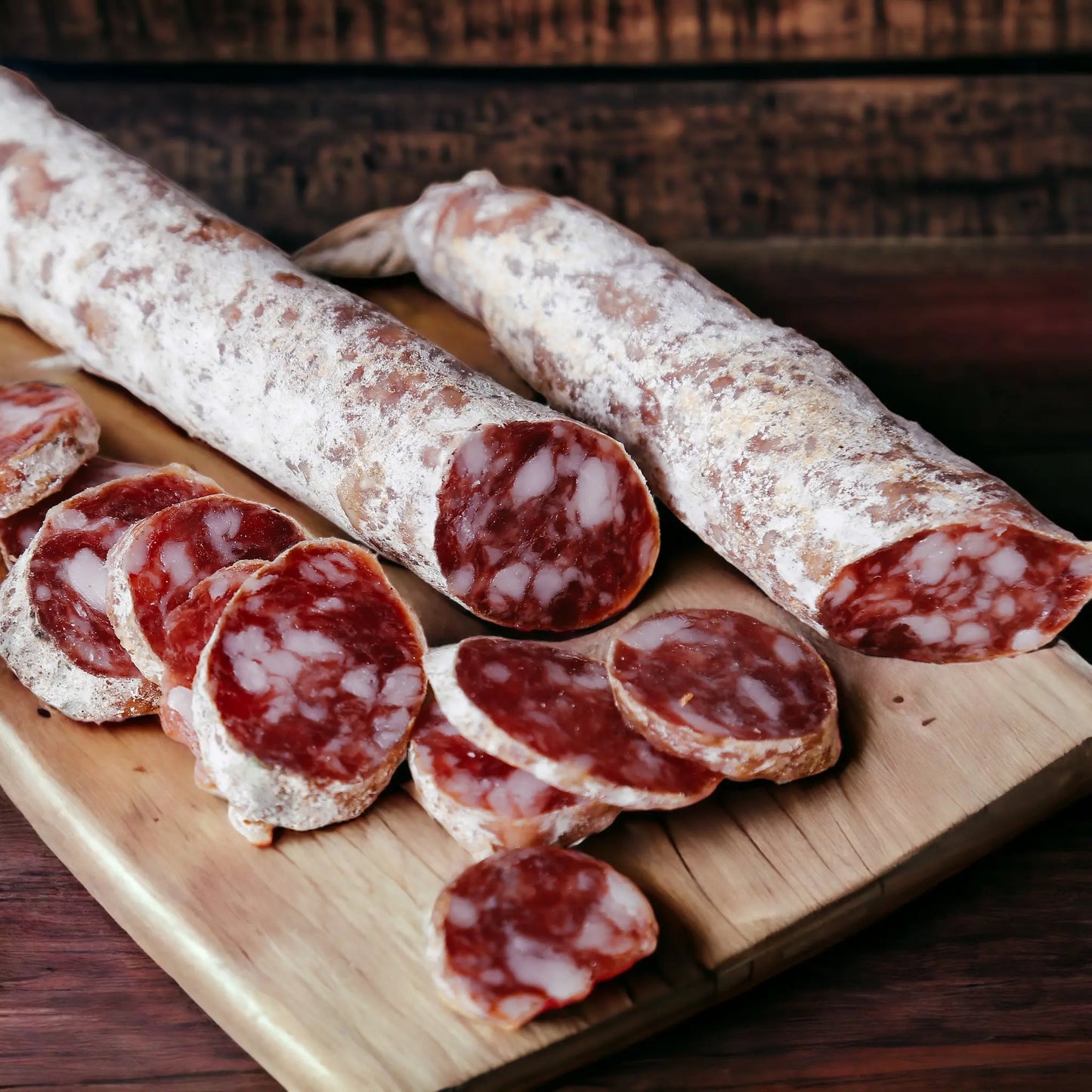 Saucisses seches perche de coudeyrat vendues par JM Monterroir