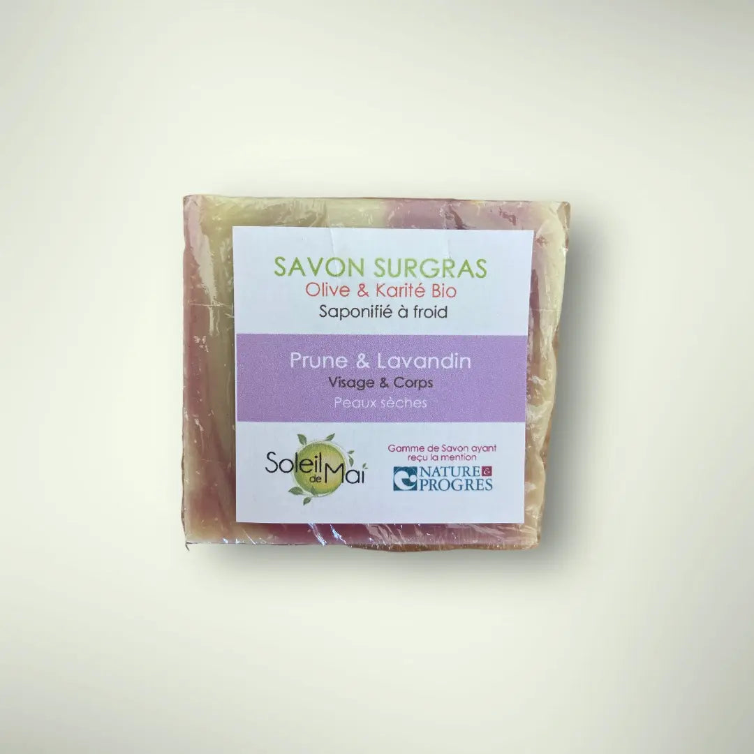 Savon Pruneaux et Lavandin de Soleil de Mai vendue par JM Monterroir