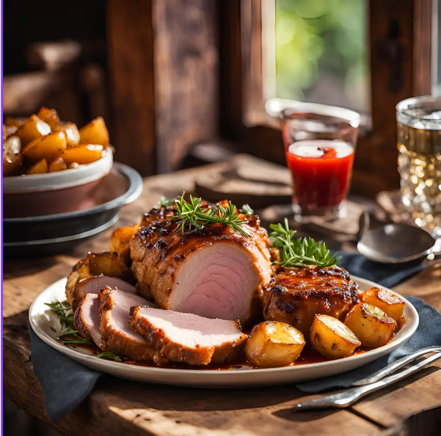Filet de Porc Rôti et Pommes de Terre Fondantes avec Sauce au Poivre - Vendu par JM Monterroir 