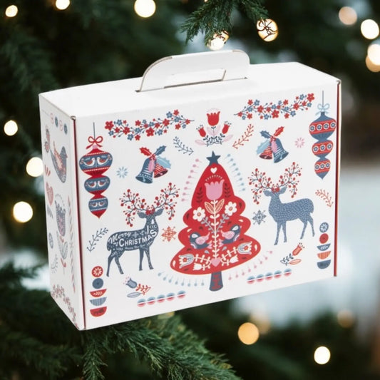 Valisette Noel carton rectangulaire Scandinave 25x19x10 