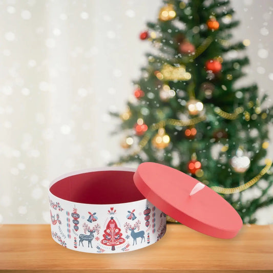 Boite chapeau noel carton ronde Scandinave diamètre 34x14