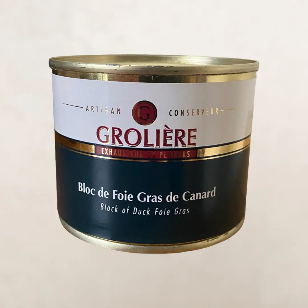 Bloc de foie gras de canard de la maison groliere vendu par JM Monterroir