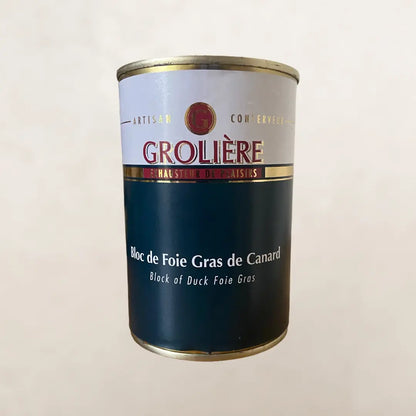 Bloc de foie gras de canard de la maison groliere vendu par JM Monterroir