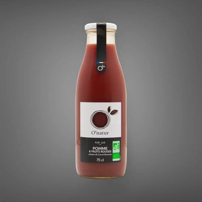 Jus de pomme et fruits rouges des jus du soleil vendus par Jm Monterroir