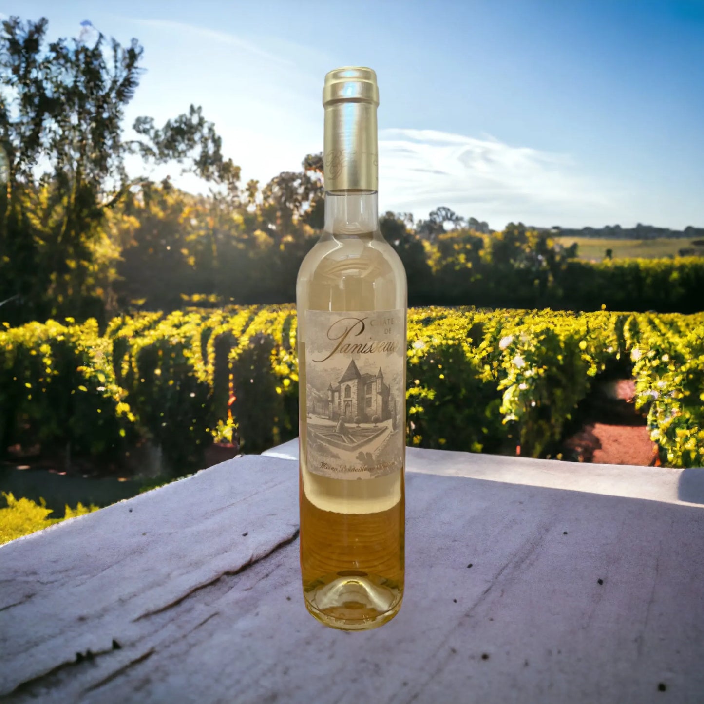 Bouteille du vin blanc moelleux du Chateau Panisseau vendu par JM Monterroir